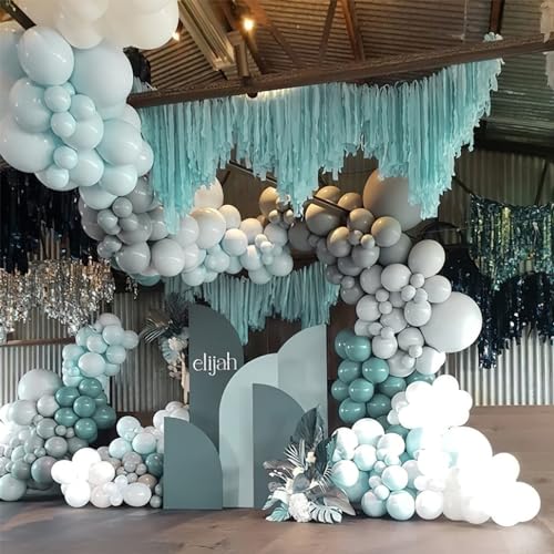Image of PartyWoo Blue and Gold Balloons, 140 pcs Boho Blue and Chrome Gold Balloons Different Sizes Pack of 18 Inch 12 Inch 10 Inch 5 Inch for Balloon Garland Arch as Birthday Decorations, Party Decorations