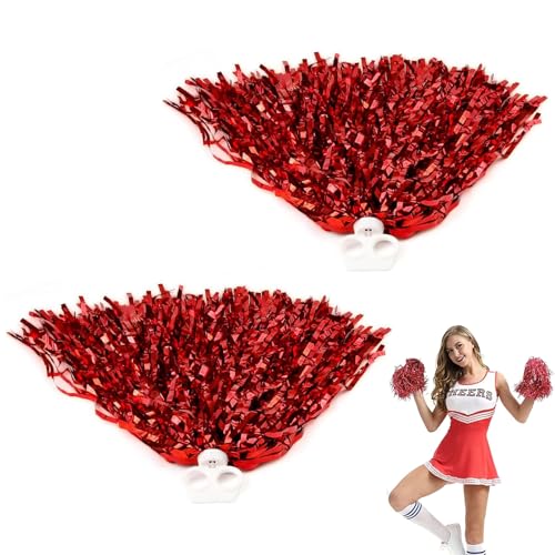 2 Stück Cheerleader Pompons,Pom Poms Aus Metallfolie,Cheerleader Bunte Pompons Handblume,Cheerleader Pompons Mit Griffen Für Sportveranstaltungen Tanz Party Ballspiele Karnevalspartys Verwendet