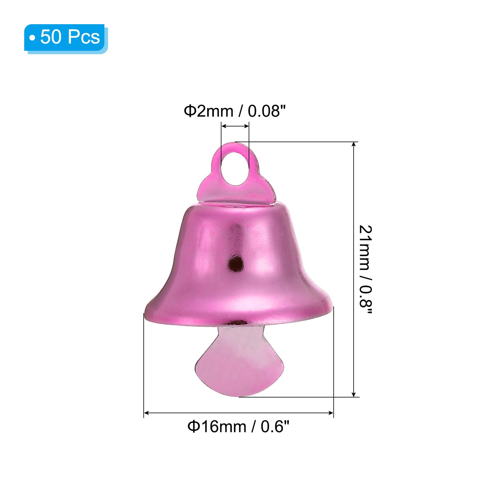 Patikil Mini Craft Bells - 50 PCs Jingle Bells (0.6") Metal - Pink Wedding & Home Decor - Image 2