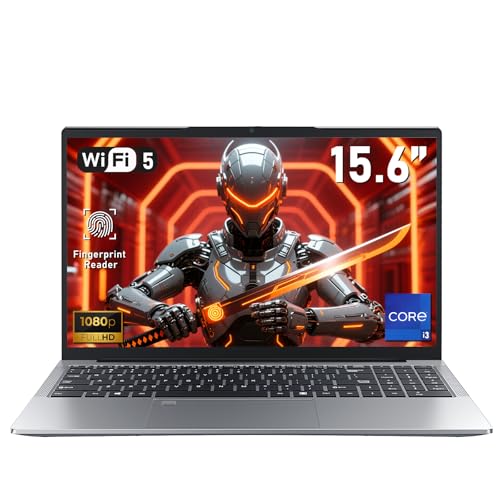 NAIKLULU 15.6 Pulgadas Laptop Pc Ordenador Portatil Computadora 2025, Processor i3-1025G1 (1,2 a 3,4GHz) RAM 16GB SSD 512GB Computer, Teclado Retroiluminado/Tapa Metálica/Desbloqueo por Huella