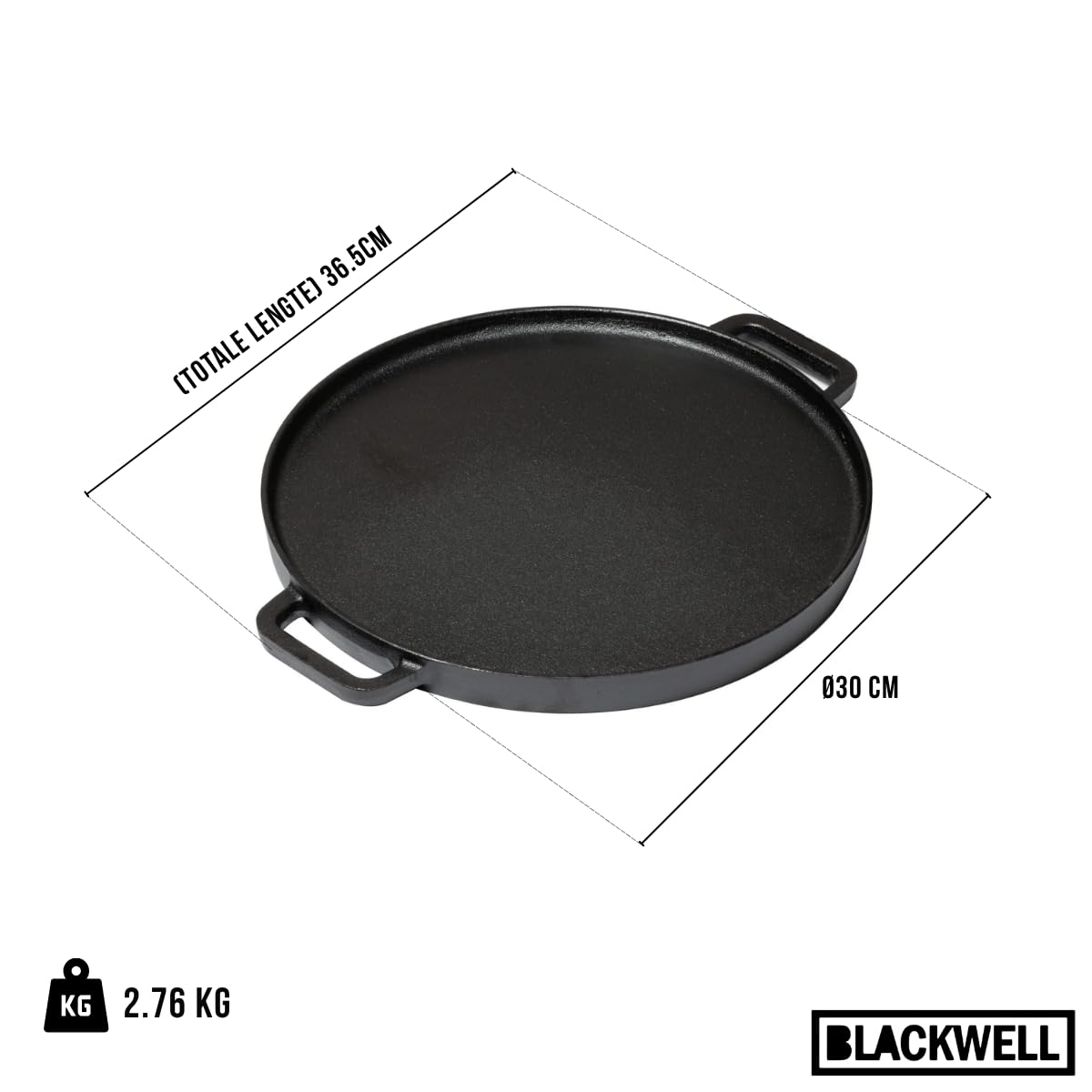 Plaque de cuisson Blackwell BBQ en fonte noire ø 30 cm - Sans revêtement antiadhésif 2 côtés