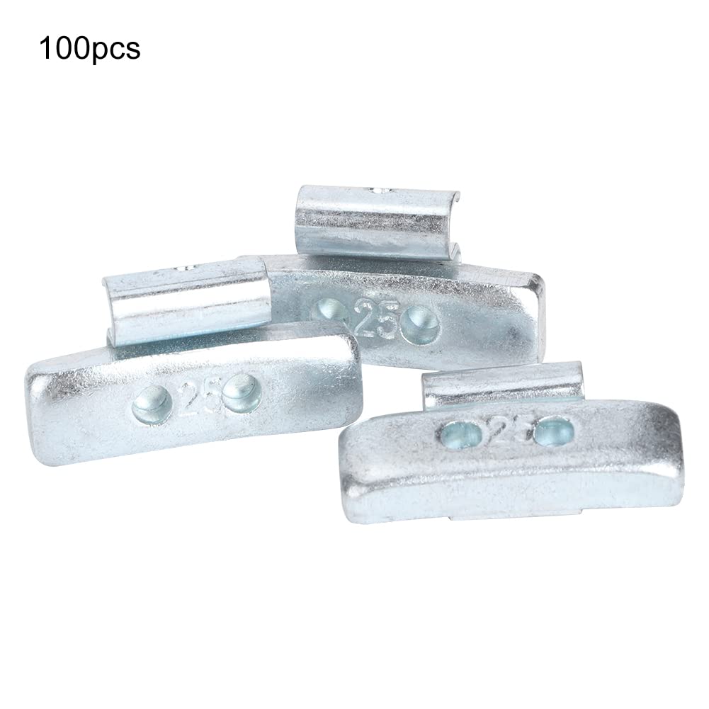 100 Uds. Bloques de Equilibrio de Ruedas con Clamp/Holder de 25g Surtido de Equilibrio de Peso de Neumáticos Estilo P con Alicates de de Ruedas Aleación de Aluminio (Sin Abrazadera de