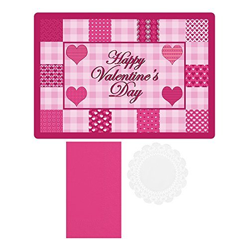 Hoffmaster 856781 Valentine's Day - Placemat and Napkin Combo Pack, Disposable, (Each case has 250 Placemats, and 250 Napkins) (Pack of 500)
