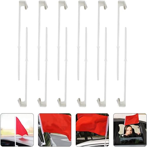 Miniatura 7 de Yardwe Soporte para poste de bandera de ventana de automóvil, 12 unidades, plástico de 17.3 in, estructura de clip de fácil instalación, para
