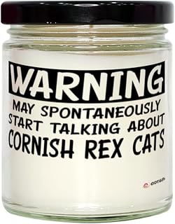 Funny Cornish Rex Cat Candle Warning May Spontaneously Start Talking About Cornish Rex Cats 9oz Vanilla Scented Soy Wax Candles