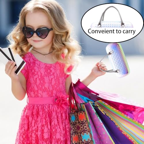 Image of Cute Cartoon Glasses Case for Girls Kids Waterproof, with Handle, Fancy Diamond Pattern Design, Eyewear Storage for Sunglasses & Eyeglasses, Makeup & School Supplies
