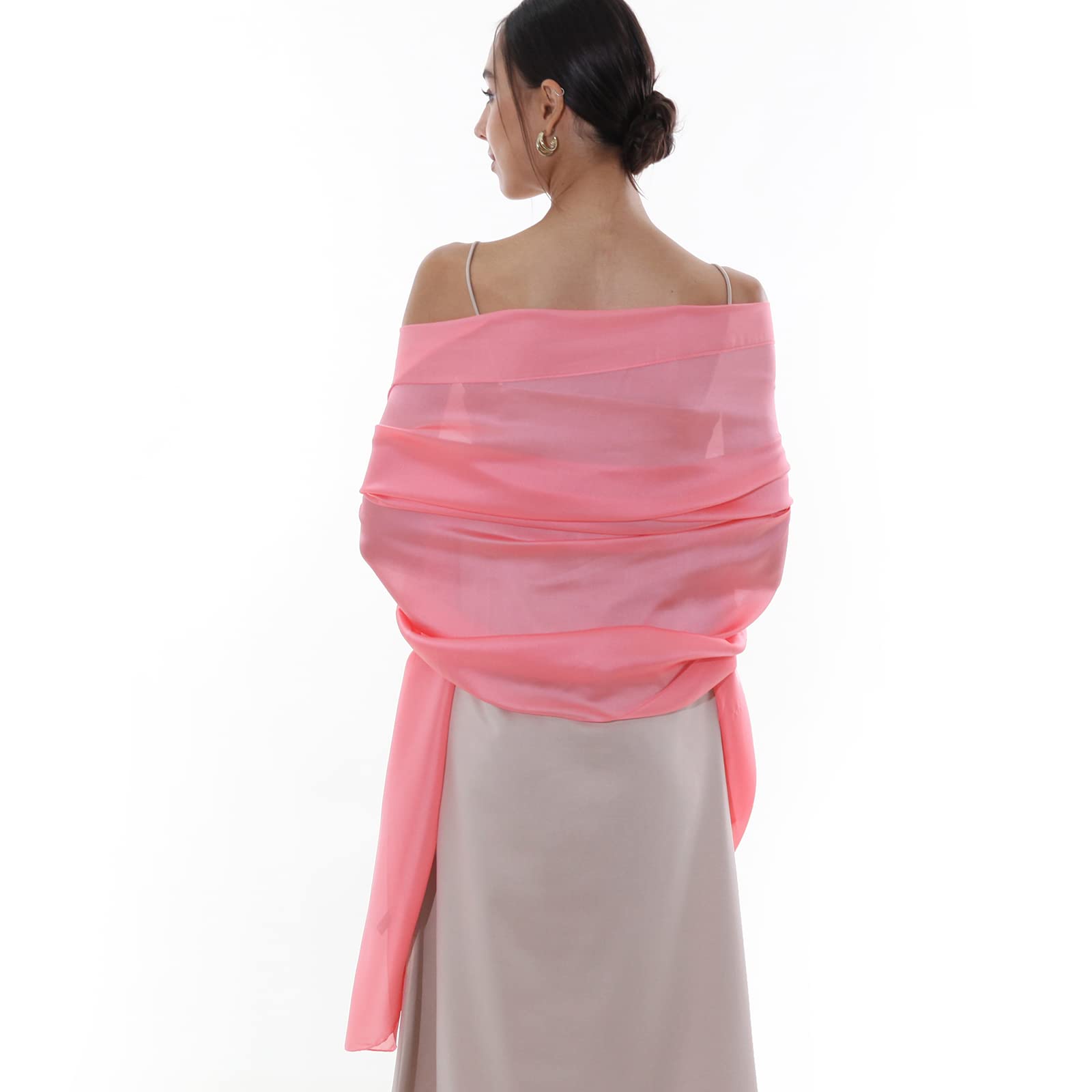 RIIQIICHY Foulard Sciarpa Seta Donna Pashmina Stola Scialle Cerimonia Abito da Sera Elegante Sposa