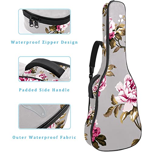 Sac de guitare acoustique rembourrage épais étanche double bandoulière réglable étui de guitare sac de transport, fleur… - Les Beatles, Paul McCartney, John Lennon, RIngo Starr, George Harrison Sac de guitare acoustique rembourrage épais étanche double bandoulière réglable étui de guitare sac de transport, fleur… – Image 5