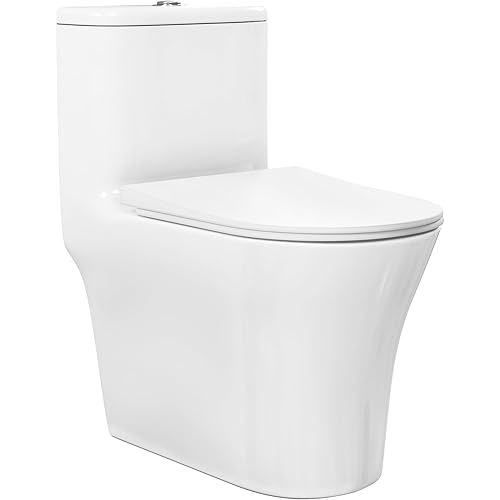 Swiss Madison Cascade One Piece Toilet, Modern Toilets For Bathrooms, ADA Toilet, Elongated Dual Flush 1.1/1.6 gpf, Glossy White