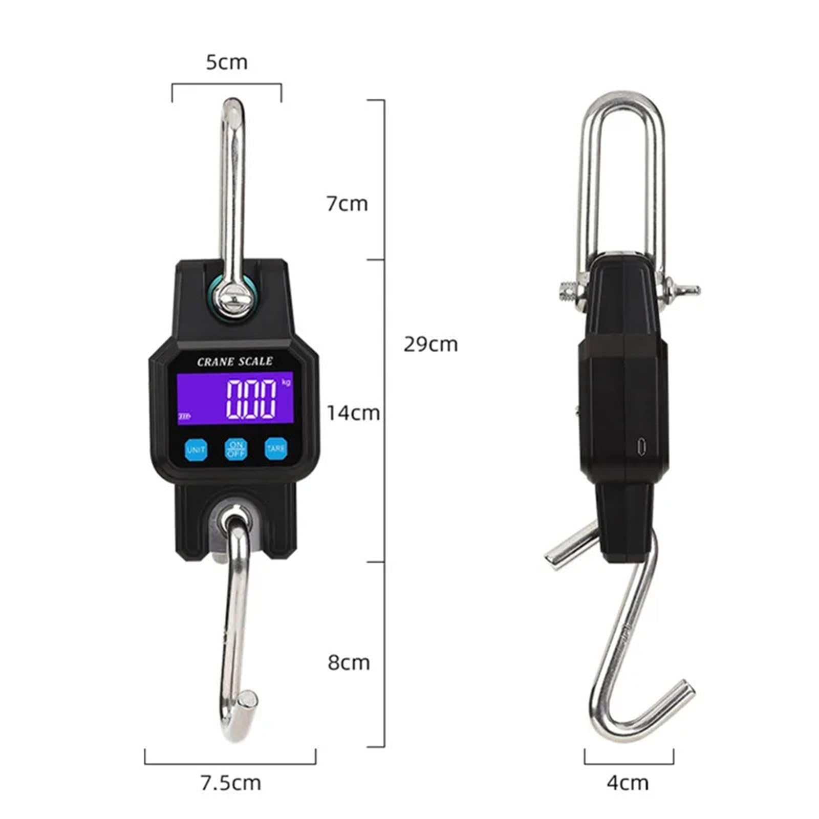 Digitale Hängewaage 300 kg, Bluetooth-fähig, Präzisionswaage 50 g, elektronische Waage, Industriewaage, Hebezeugwaage, Reisegepäckwaage(Black)