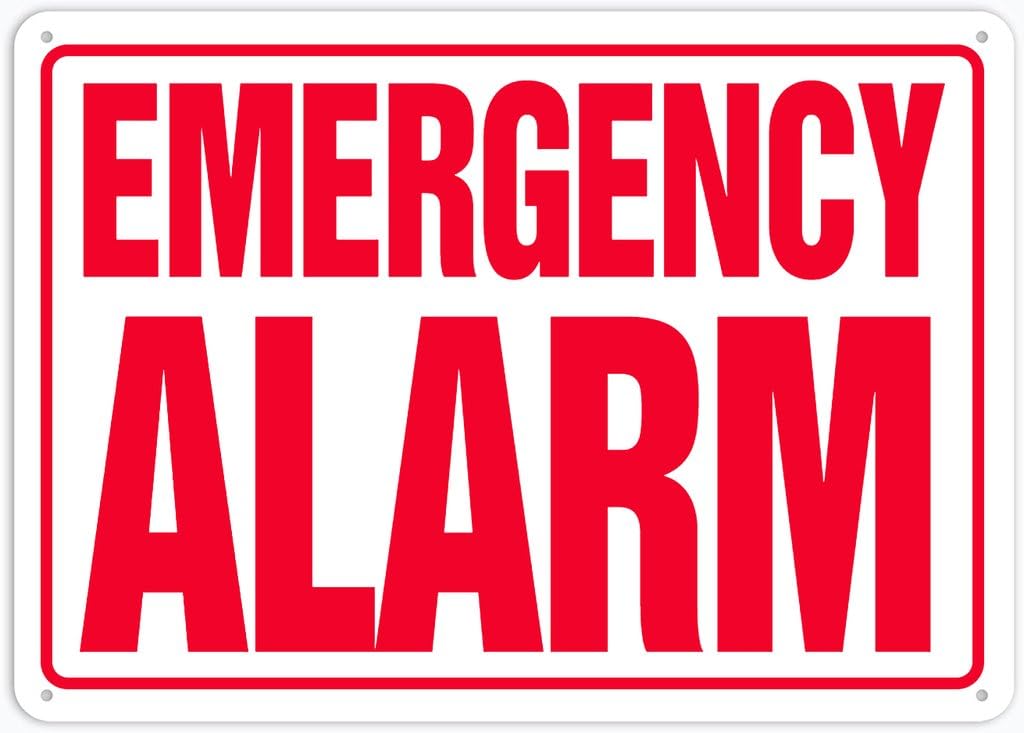 8"x12" Aluminum Metal Sign - Emergency Alarm - For Home, Bar, Club, Kitchen, Restaurant Wall Decor