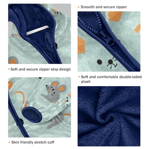 Mouse Pattern with Circles Toddler Fleece Jacket Girl Boys Hooded Fleece Jacket Coat Warm Outwear Zip-up 3-10T3