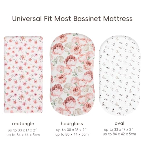 Image of david's kids 3 Pack Bassinet Sheets, Ultra Soft Breathable Comfortable Baby Sheet Set for Boys Girls Neutral, Univeral Fit for Most Cradle and Bassinet Mattress, Floral