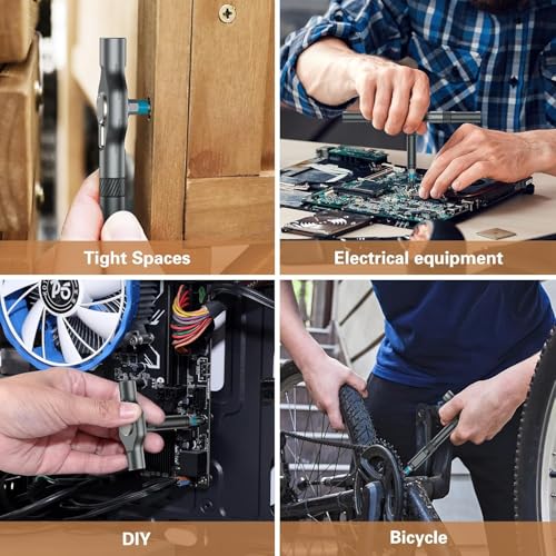 Image of 24 in 1 T Shape Ratchet Screwdriver Set with S2 Steel Magnetic Bits, Aluminum T Handle, Portable Repair Tool Kit for Electronics, Laptop, Bike, Furniture & Home DIY