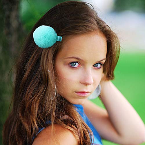 12 Pieces Ball Pompom Hair Clips Tie 2" Fall Winter Pompom Baby Hair Clip Pom Fur Clips Cute Pom Pom Hair Barrettes Colorful Fluffy Ball Fur Barrettes For Toddlers Baby Girl Women Hair Accessories #TOP4