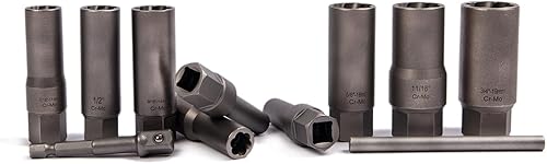 Miniatura 3 de Juego de 11 extractores de pernos profundos tipo espiral, juego de enchufes de extracción de bujías, removedor de tuercas de llanta despojado para