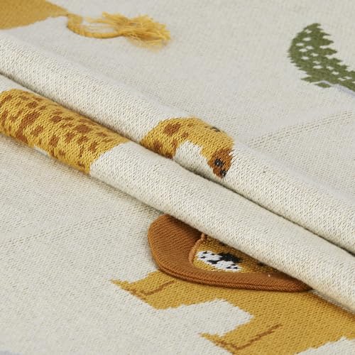 Image of haus & kinder Knitted Baby Blanket, Soft Breathable Baby Blankets Newborn, Premium Baby Blanket for 0-2 Years, Cozy Blankets for Crib, Nursery & Stroller, New Born Baby Essentials | Jungle Party