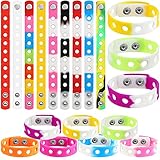 MTLEE 36 Pieces Silicone Charm Bracelet Wristbands Adjustable Cute Kids Bracelets for Boys and Girls Swimming Identify Shoe Charms Birthday Presents, 12 Colors (Simple Color, 7 Inch)