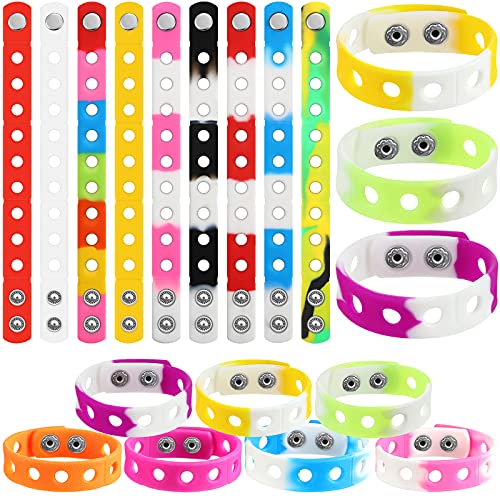 Image of MTLEE 36 Pieces Silicone Wristbands Adjustable Cute Wristbands for Girls Swimming Identify Shoe Birthday Presents, 12 Colors(7 Inch,Simple Color)