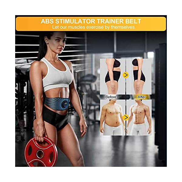YEMIUGO Abs Muscle Trainer Flex Belt for Women Men, Upgrade No Need Replace Pad AB machine Abs Workout Equipment 6 Modes…