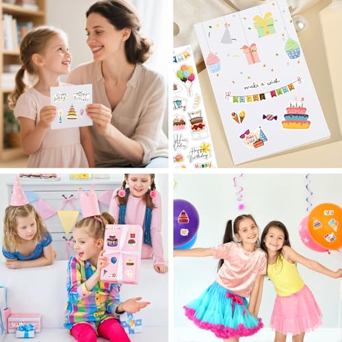 HMCEY 4 Blätter Sticker Geburtstag Gästebuch,Happy Birthday Aufkleber Dekoration,Party Sticker Fotobuch,Stickers Scrapbook Kinder,Aufkleber Fotoalbum Hochzeit,Journal Stickers Babyalbum für DIY