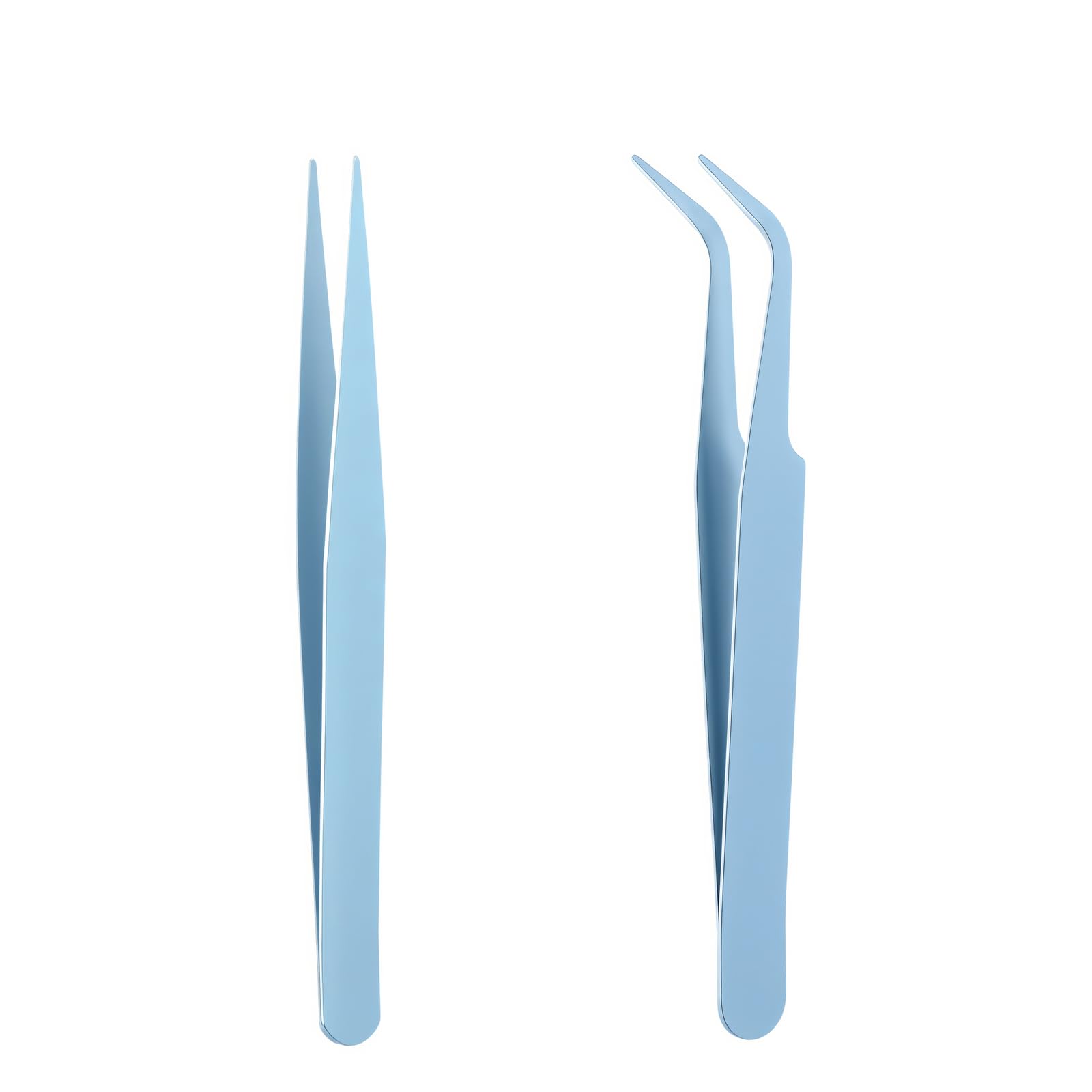 TIESOME Stainless Steel Craft Tweezers, 2 PCS Multipurpose Straight and Curved Tip Tweezers Blue Premium Small Jewelry Making Tools for DIY Intricate Projects Cardmaking Scrapbooking