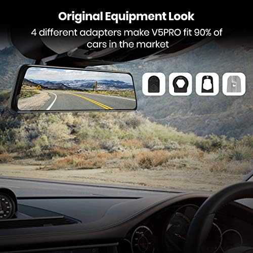 AUTO-VOX V5PRO OEM Mirror Dash cam 1080P Rear View Mirror Camera with Night Vision, Full Laminated Touch Screen with Front and Rear Cam, Reversing Camera, Parking Mode, GPS Tracking, Hardwire Kit