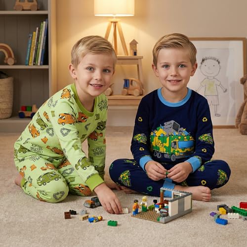 Image of DAUGHTER QUEEN Boys Pajamas 4 Pieces Long Set 100% Cotton Sleepwear Size 18 Months-12 Years