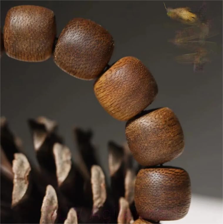 WZGWDC Pulseras de Madera de agar de 12 mm, oración Budista, Cuentas de Madera de agar Mala