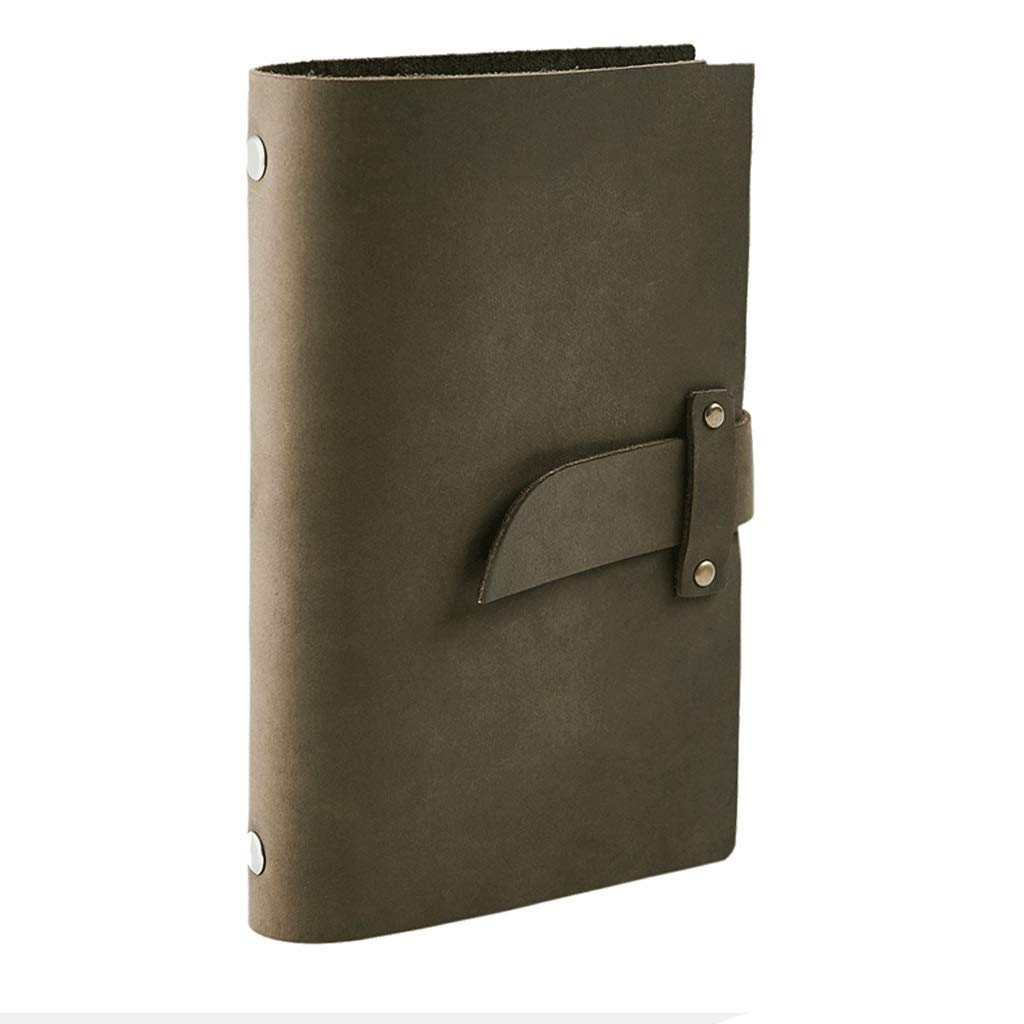 Cuadernos Cuaderno de Cara de Cuero de la Revista A5 con Cuaderno de Cara de Espiral Retro con núcleo Interno reemplazable Bloc de Notas del Bolsillo Oficina y hogar (Color : Green)