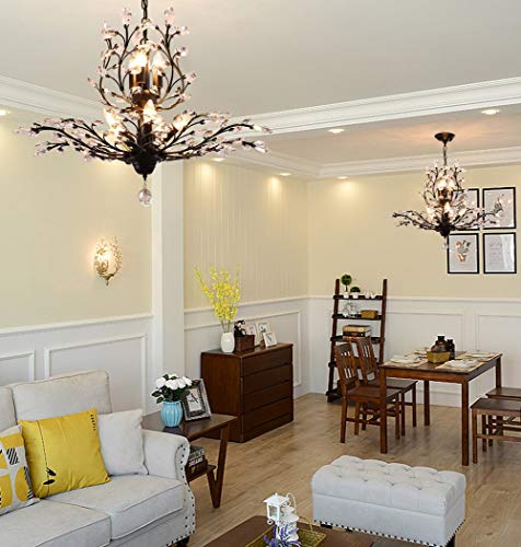 Ganeed Crystal Chandeliers,Vintage 8 Lights Pendant Light,K9 Clear Crystal Chandelier Lighting Fixtures,Ceiling Light For Living Room Bedroom Restaurant Porch Hallway (Black) #TOP4