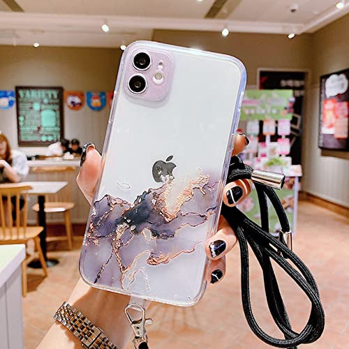 Coque iPhone 7/8 aquarelle en TPU transparent avec cordon - Coque de protection souple pour iPhone