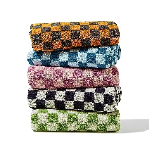 Madi-Cadi Hand Towels 5 Pack - Cotton Face Towels Soft, Absorbent, and Decorative Checkered Design for Bathroom, Kitchen, Gym, and Spa - 13 x 29 Inches for Any Occasion