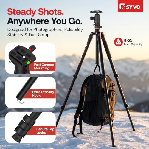 Image of SYVO WT-5627 3-in-1 Camera Tripod, Monopod & Trekking Pole with 360 Ball Head, 230cm Height, Quick Release Plate, 5kg Load Capacity for DSLR, Mirrorless Cameras & Smartphones