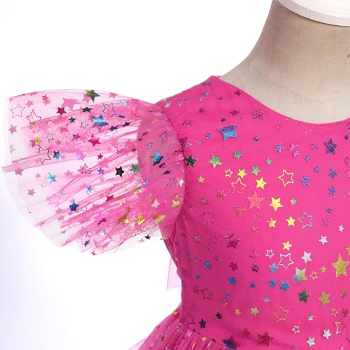 Girls Princess Tulle Tutu Dress Flutter Sleeve Star Glitters Rainbow Birthday Party Pageant Kids Summer Clothes4
