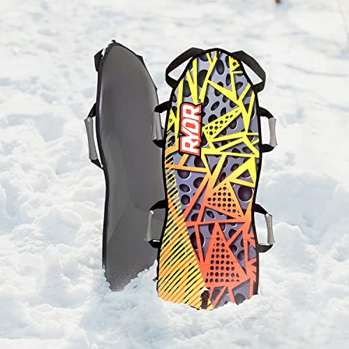 Rydr 45 Inch Kids Snow Mat Roll Up - Children's Snow Sled Mat - 2 Riders - Dual Grip Handles - Easy Storage - Lightweight - Roll Up Mat Kids Winter Foam Sled (Geometric) #TOP7