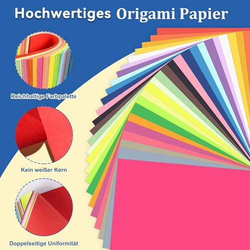XiaoLidm 200 Blatt Origami Papier, 25 Farben, Buntes Papier A4, Doppelseitiges Farbig Faltpapier, Buntpapier für DIY, Kunstprojekte, Haus und Schule, 60 g/m²