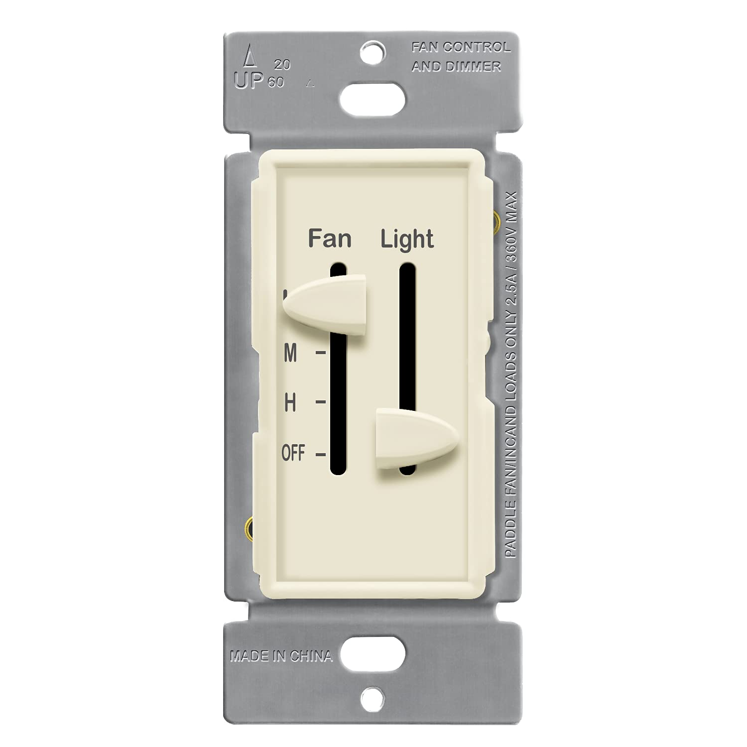 ENERLITES 3 Speed Ceiling Fan Control and LED Dimmer Light Switch, Light and Fan Combination Switch, Single Pole, 2.5A, 300W Incandescent, No Neutral