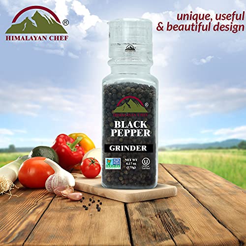 Himalayan Chef Whole Black Peppercorns, Square Plastic Grinder-6.17Oz #TOP7