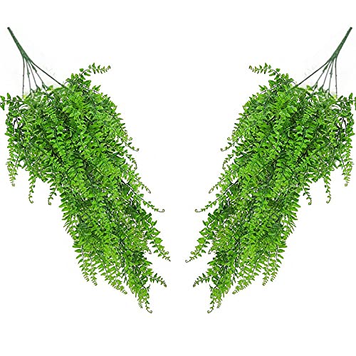 2 Piezas Plantas Colgantes Artificiales,Hiedra Artificial Boston Helecho Planta,Artificiales Colgantes Hiedra Hoja de Sauce Falsa Planta para Colgantes Decoración,80cm Cover