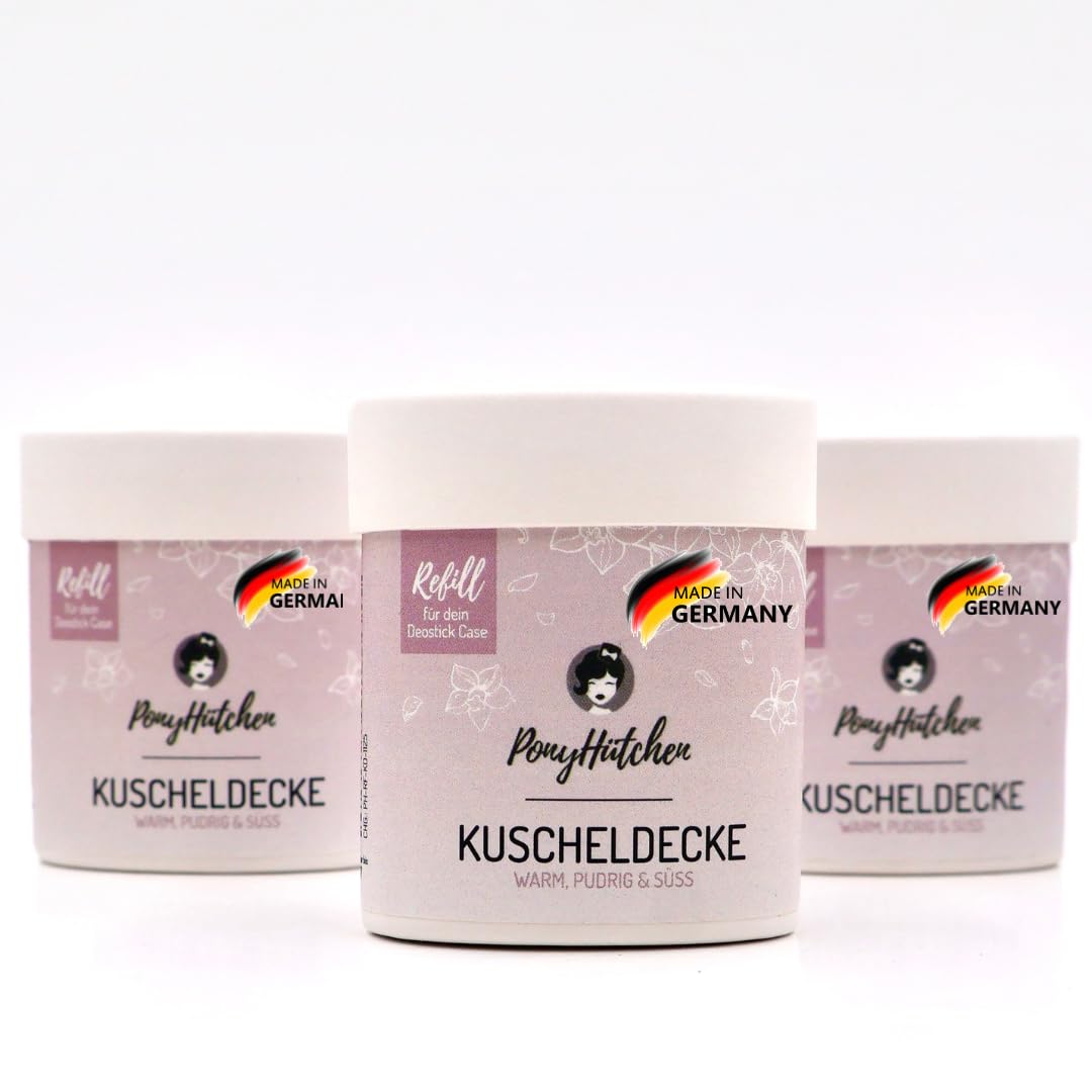 PonyHütchen Lot économique de 3 recharges de 40 g de déodorant en forme de plaid - Végétalien, sans aluminium et testé sur les animaux - Unisexe - Anti-transpirant - Cosmétique naturel fabriqué en