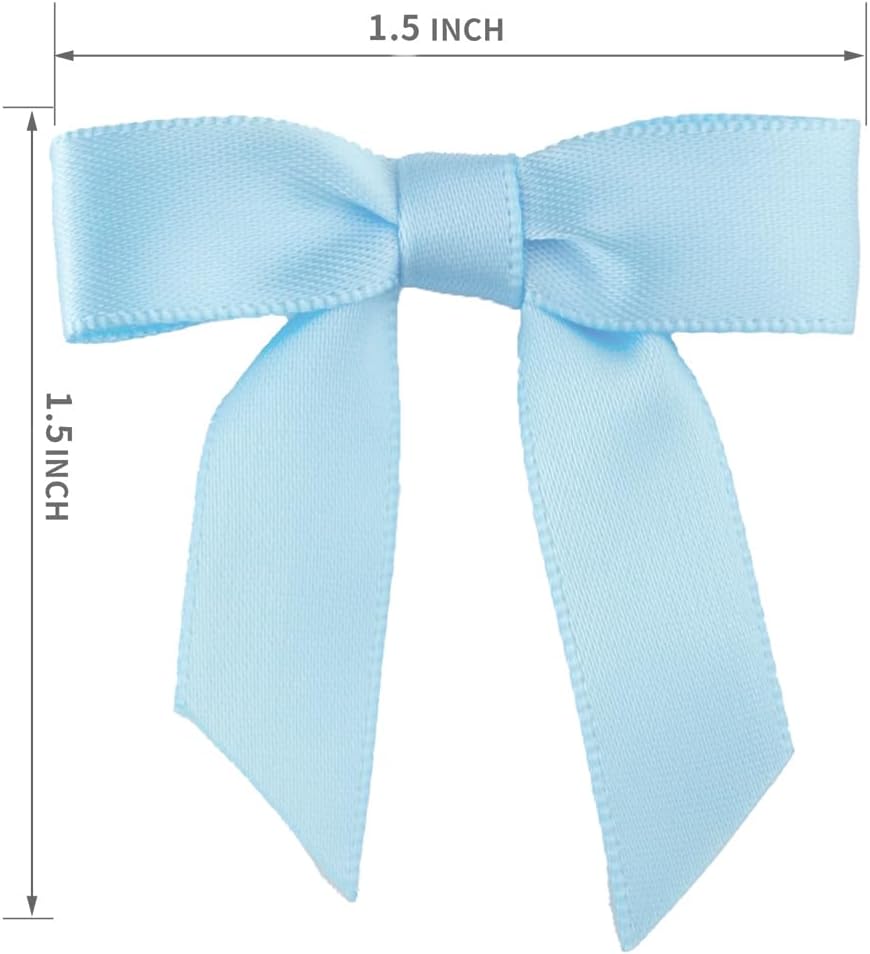 7Rainbows 50pcs Boutique 1.5" Light Blue Satin Ribbon Mini Bows for Craft Sewing Scrapbooking Wedding and Gift Wrapping - Image 2