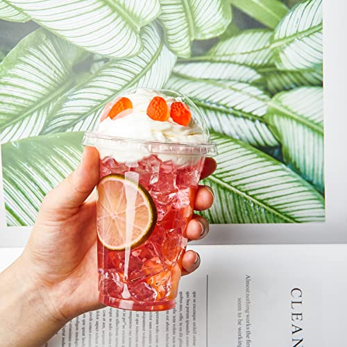 [200 PACK] 10 oz Clear Plastic Cups With Dome Lids, Disposable Drinking Cups, 10 oz Plastic Cups for Smoothie, Slurpee, or Any Cold Drinks - Thumbnail 3