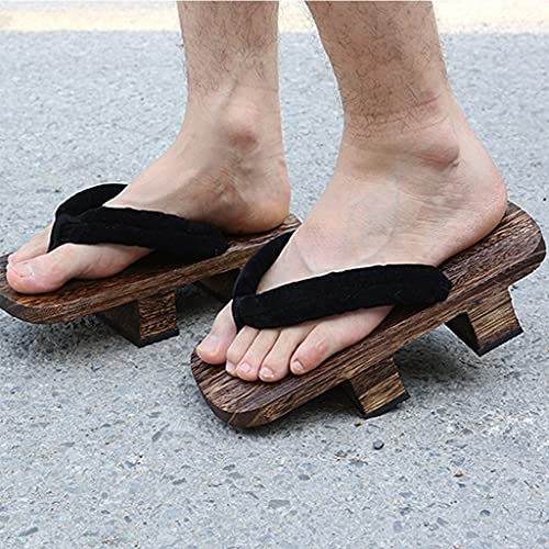 YXCKG Slippers for Men Women, Men's Sandals Thong Slippers, Wooden Sandals Flip Flop Two-Teeth Japanese Shoes, Japanese Traditional Sandals Wooden Shoes Cotton Flat Shoes (Color : C, Size : EUR34-35)