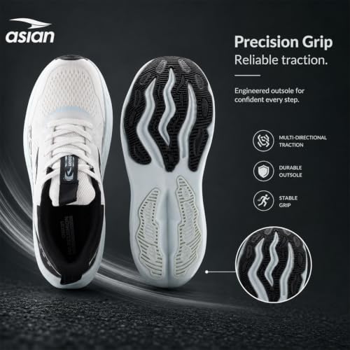 Image of ASIAN Aerofoam-01 Men's Running Shoes with Breathable Mesh Upper | Energy Return Sole, Lace-Up Fit & Lightweight Comfort