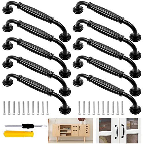 GZhaizhuan Lot de 10 poignées de tiroir en alliage d'aluminium (128 mm) pour portes, tiroirs, meubles, armoires, avec 20 vis et 1 tournevis Cover