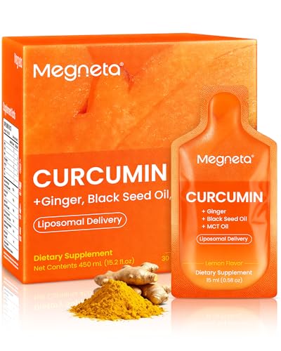 Liposomal Turmeric Curcumin Supplement Liquid 1000mg – Extra Strength with Black Seed Oil, MCT, Ginger & Resveratrol – Maximum Absorption, Joint & Inflammation Support, Antioxidant & Cellular Health
