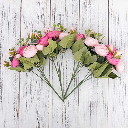 Buquê de flores artificiais peônias de seda da Crazylove Design de peças pequenas para decoração de