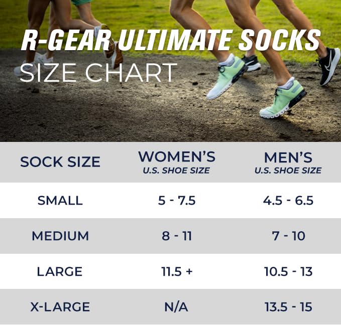 Road Runner Sports R-Gear OS1st Ultimate Crew Socks, Men and Women, 3 Pairs3