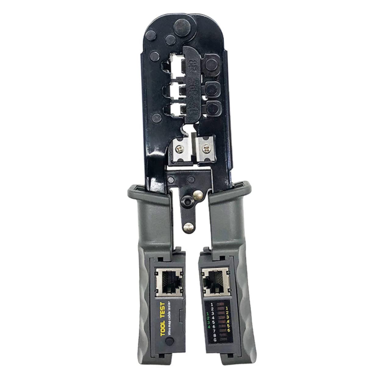 Uonlytech Pinza Per Crimpare Con Tester Spelafili e Taglio Per Fili e Connettori Acciaio Resistente Per Crimpare Ethernet e Fili Piatti Rotondi